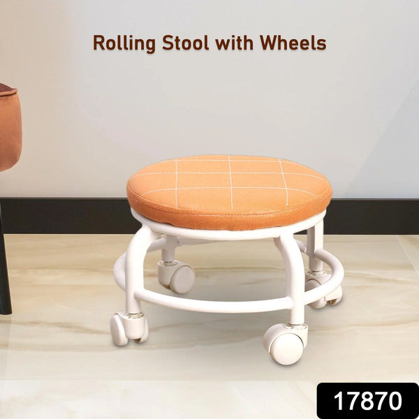 Roller Seat Stool Low Height Rolling  Plastic  Stool Multifunctional Small Household Movable Mini Stool Pulley Wheel Stool for Garage Home Library (1 Pc)